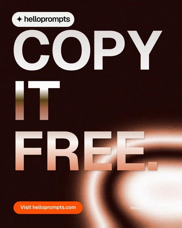 Instagram portrait post for HelloPrompts: "Copy it free." Y2K style, poster layout, dark palette in black, orange.
