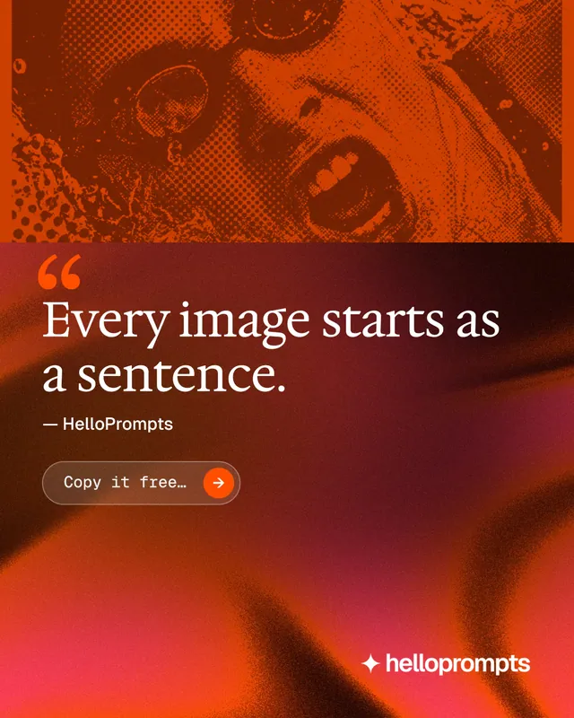 Instagram portrait post for HelloPrompts: "The art of speaking to machines." Agentic glass style, quote layout, dark palette in red.