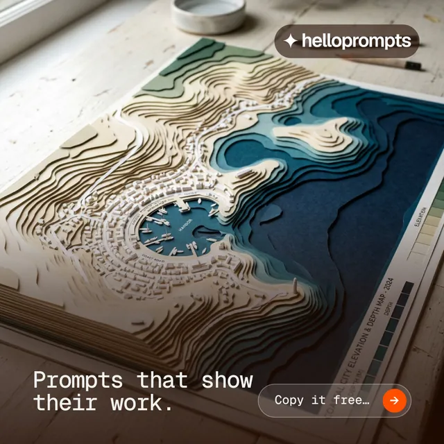Instagram post for HelloPrompts: "Prompts that show their work." Agentic glass style, image led layout, light palette in blue, orange, grey.