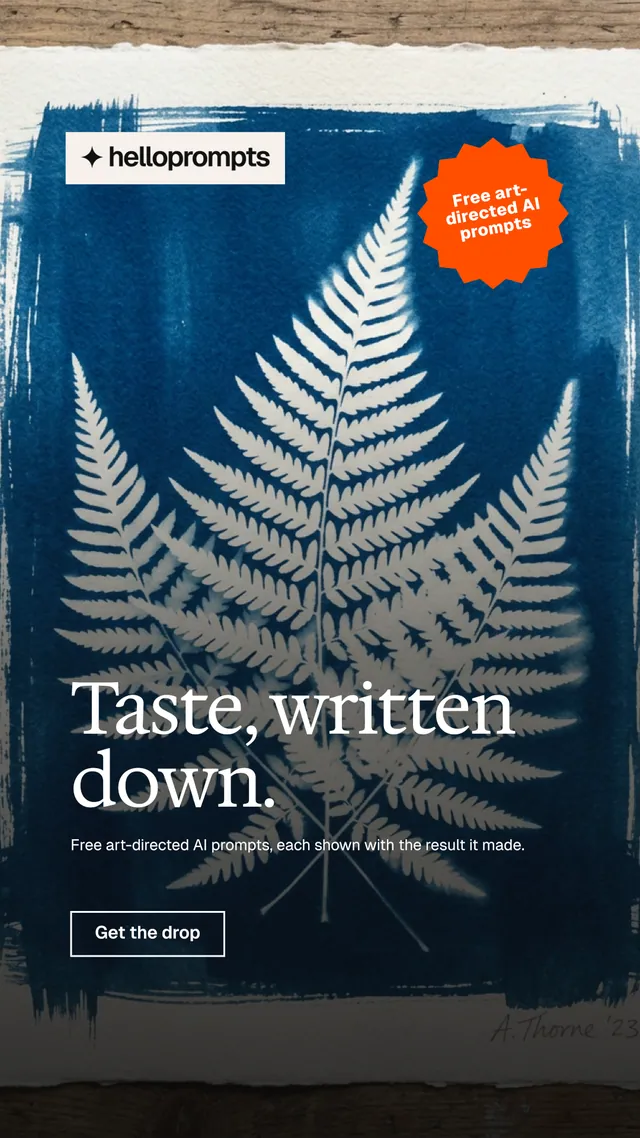Instagram story for HelloPrompts: "Taste, written down." Editorial style, sticker layout, dark palette in blue, black, grey.