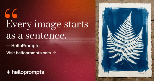 Social ad for HelloPrompts: "The art of speaking to machines." Minimal luxury style, quote layout, dark palette in red, grey.