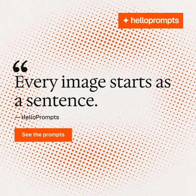 Instagram post for HelloPrompts: "Say it like an art director." Swiss style, quote layout, light palette in orange, white.