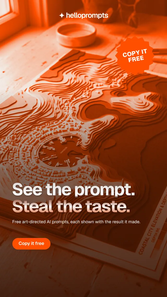 Instagram story for HelloPrompts: "See the prompt. Steal the taste." Y2K style, sticker layout, dark palette in orange.