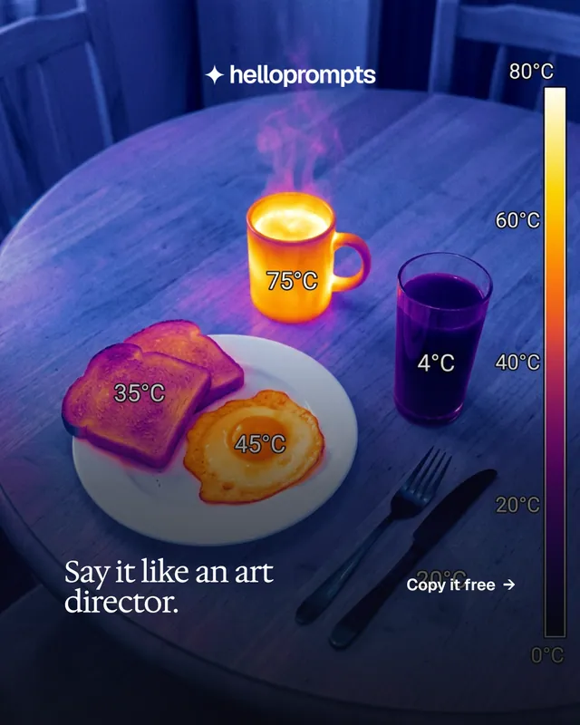 Instagram portrait post for HelloPrompts: "Say it like an art director." Editorial style, image led layout, dark palette in blue, grey, purple.