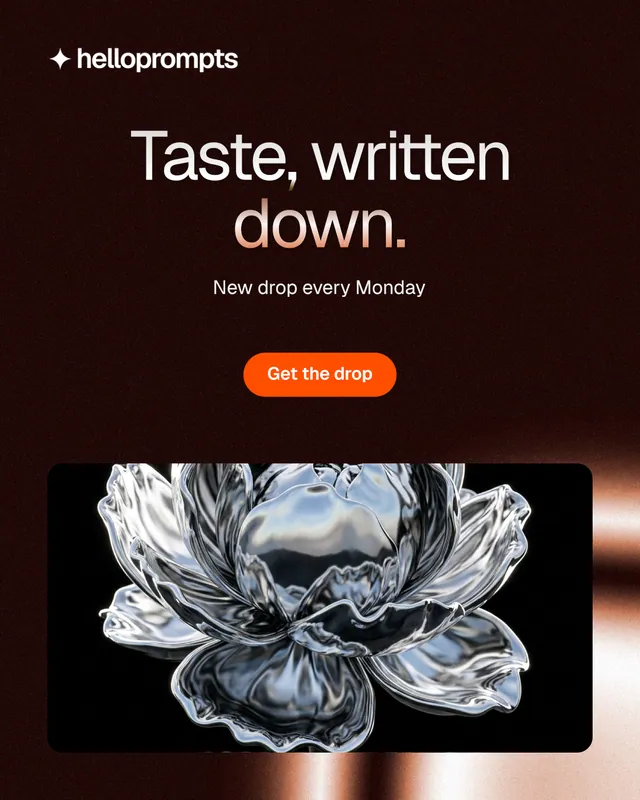 Instagram portrait post for HelloPrompts: "Taste, written down." Y2K style, centred layout, dark palette in black, grey.