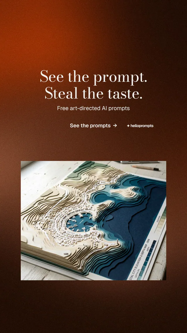Instagram story for HelloPrompts: "See the prompt. Steal the taste." Minimal luxury style, centred layout, dark palette in orange, black, grey.