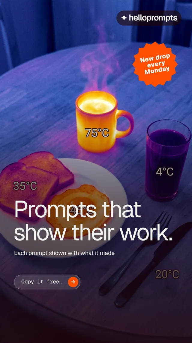 Instagram story for HelloPrompts: "Prompts that show their work." Agentic glass style, sticker layout, dark palette in blue, purple, grey.
