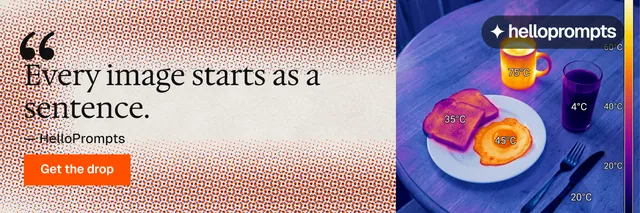 X header for HelloPrompts: "The art of speaking to machines." Swiss style, quote layout, light palette in red, blue, grey.