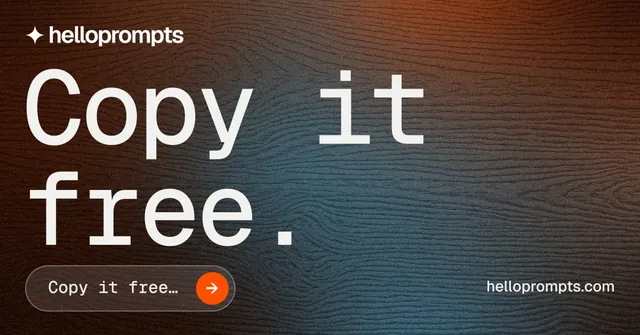 Social ad for HelloPrompts: "Copy it free." Agentic glass style, poster layout, dark palette in grey, orange, black.