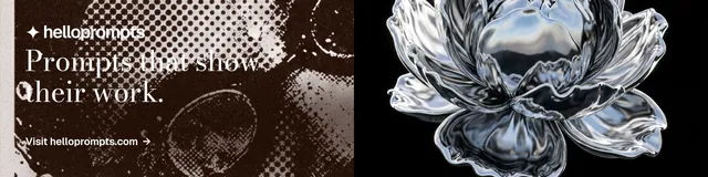 LinkedIn banner for HelloPrompts: "Prompts that show their work." Minimal luxury style, bottom layout, dark palette in grey, black.