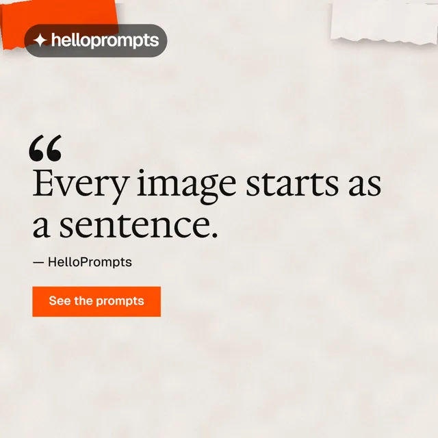 Instagram post for HelloPrompts: "Taste, written down." Swiss style, quote layout, light palette in orange.