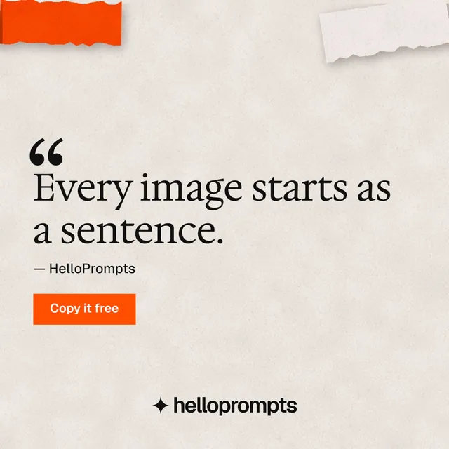 Instagram post for HelloPrompts: "Taste, written down." Swiss style, quote layout, light palette in orange.