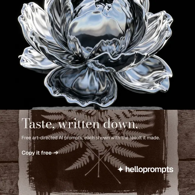 Instagram post for HelloPrompts: "Taste, written down." Minimal luxury style, bottom layout, dark palette in grey, black.
