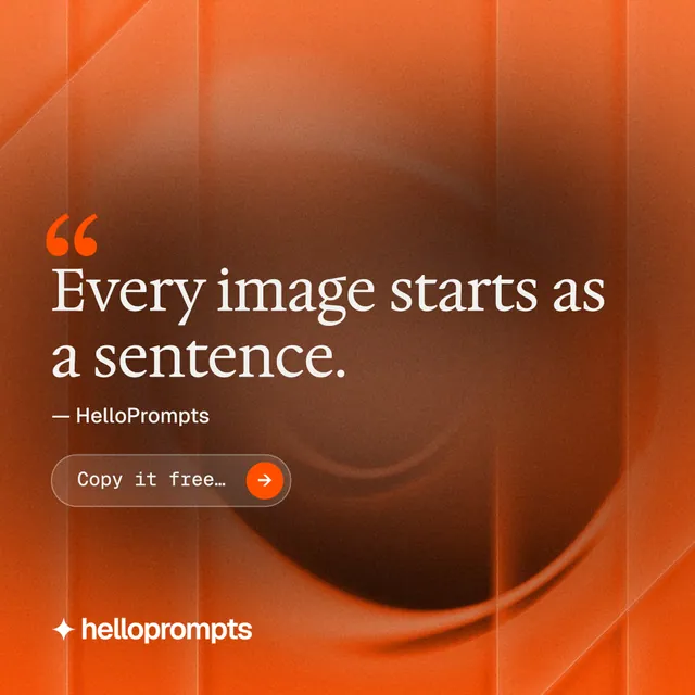 Instagram post for HelloPrompts: "The art of speaking to machines." Agentic glass style, quote layout, dark palette in orange, brown.