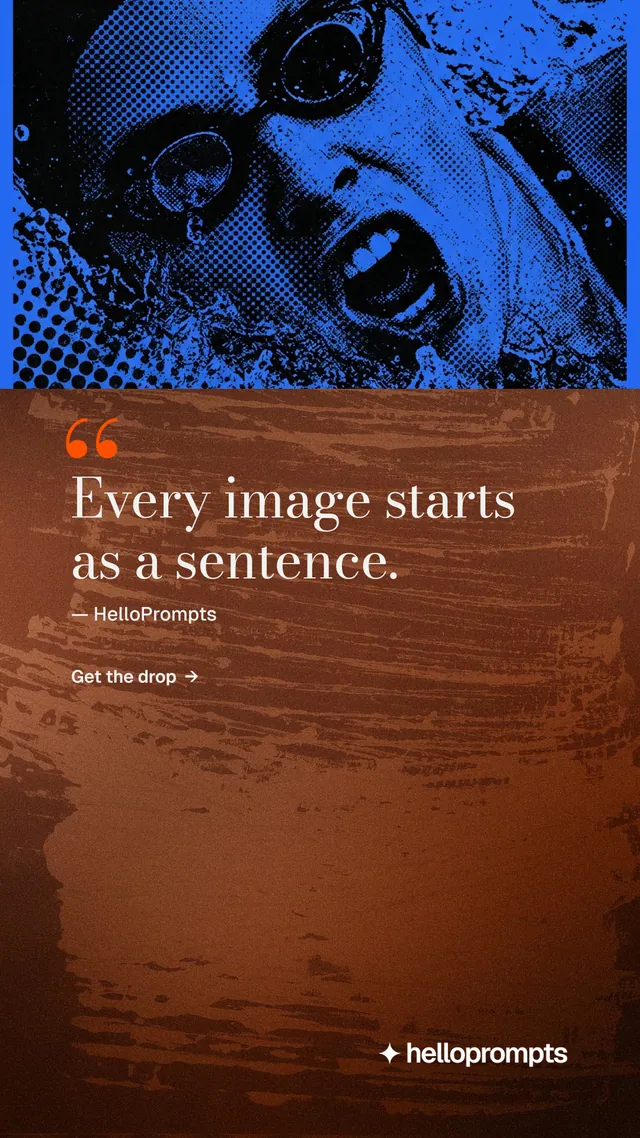 Instagram story for HelloPrompts: "Say it like an art director." Minimal luxury style, quote layout, dark palette in orange, black, blue.