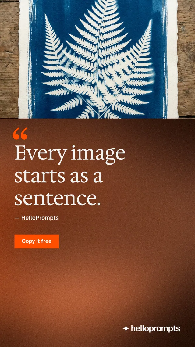 Instagram story for HelloPrompts: "Say it like an art director." Swiss style, quote layout, dark palette in orange, brown, grey.