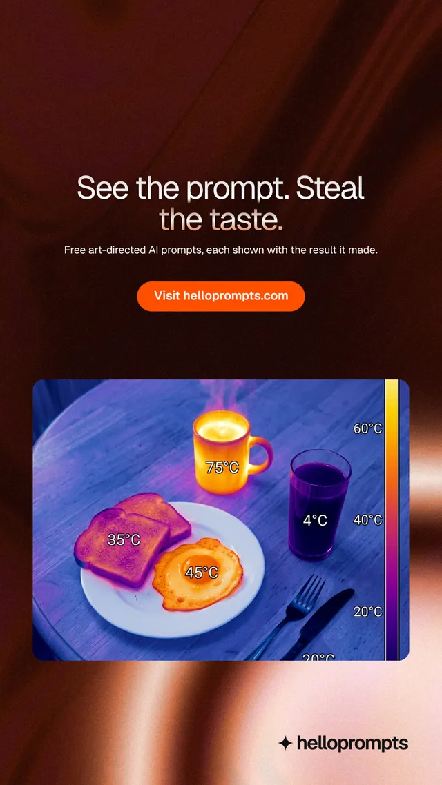 Instagram story for HelloPrompts: "See the prompt. Steal the taste." Y2K style, centred layout, dark palette in purple, black, red.