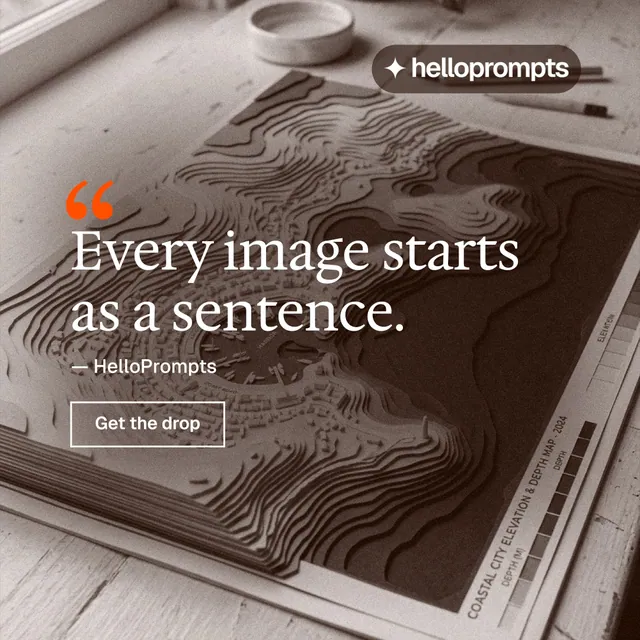 Instagram post for HelloPrompts: "Taste, written down." Editorial style, quote layout, dark palette in grey, orange.