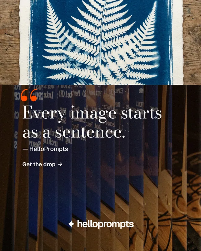 Instagram portrait post for HelloPrompts: "See the prompt. Steal the taste." Minimal luxury style, quote layout, dark palette in black, orange, grey.