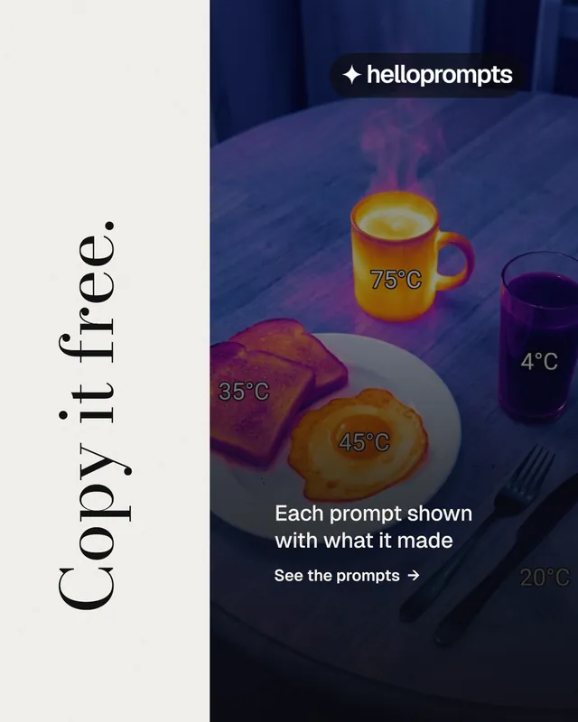 Instagram portrait post for HelloPrompts: "Copy it free." Minimal luxury style, vertical layout, dark palette in blue, white, black.