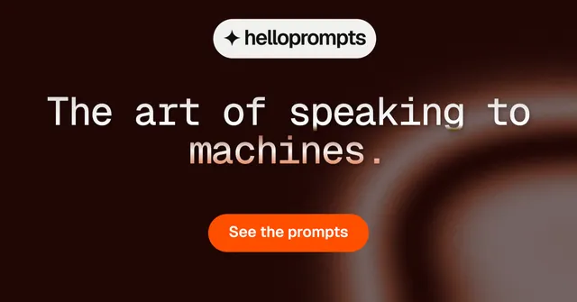 Social ad for HelloPrompts: "The art of speaking to machines." Y2K style, centred layout, dark palette in black, red.