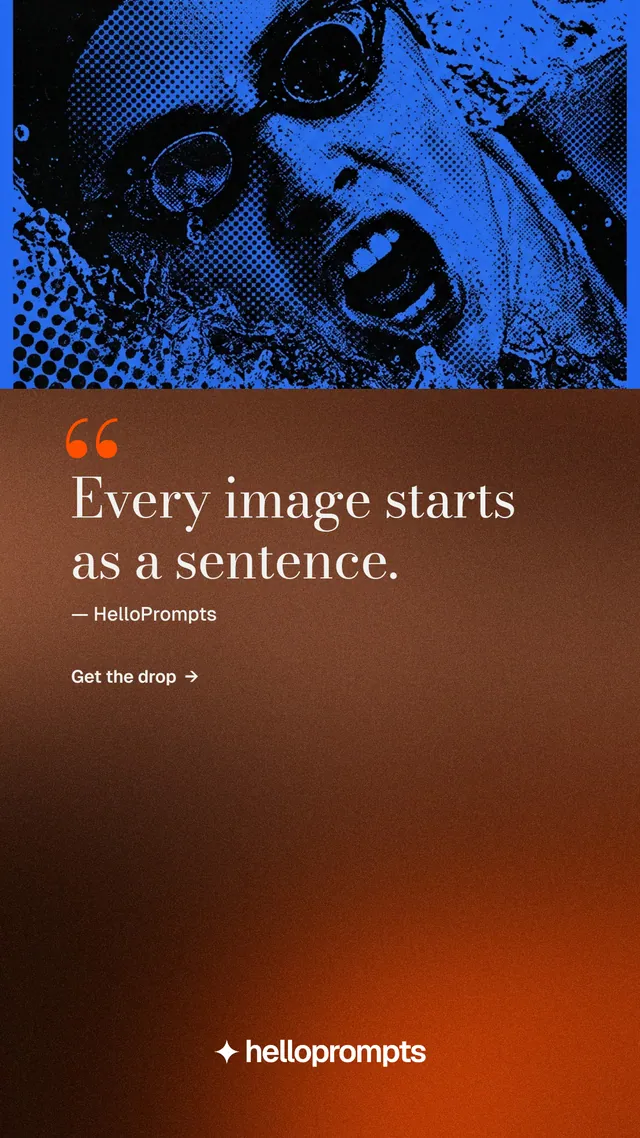 Instagram story for HelloPrompts: "Say it like an art director." Minimal luxury style, quote layout, dark palette in orange, black, red.