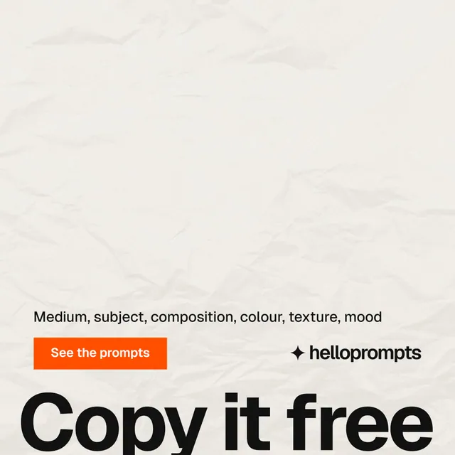 Instagram post for HelloPrompts: "Say it like an art director." Swiss style, oversized layout, light palette in white, orange, yellow.
