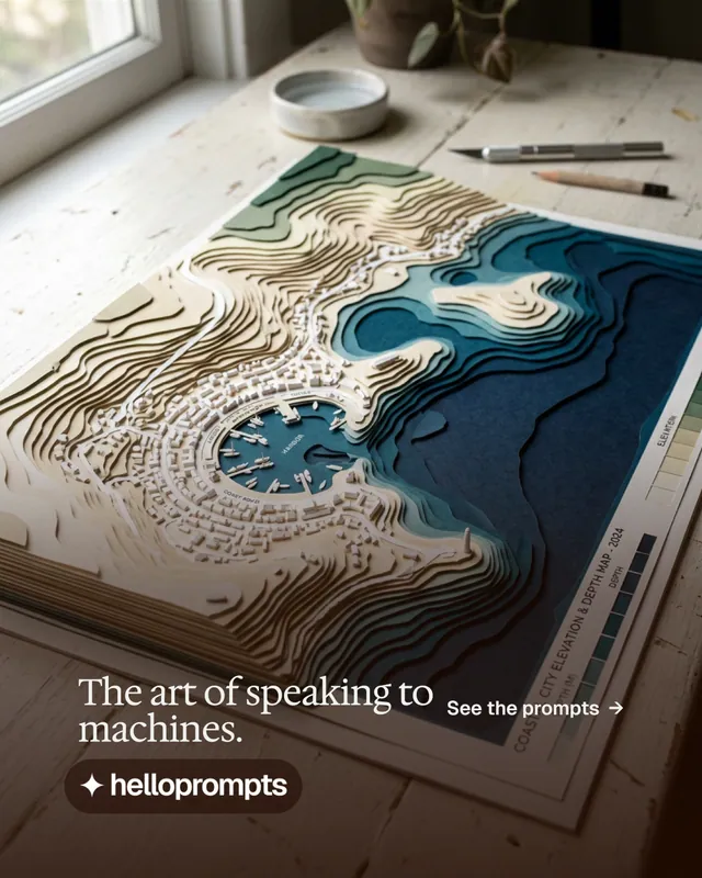 Instagram portrait post for HelloPrompts: "The art of speaking to machines." Editorial style, image led layout, dark palette in grey, black.