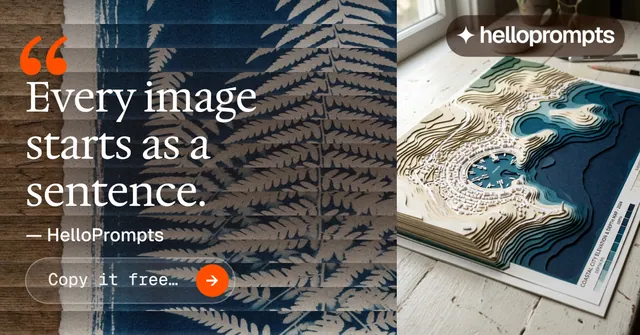 Social ad for HelloPrompts: "Say it like an art director." Agentic glass style, quote layout, dark palette in grey, blue, white.
