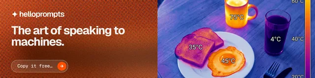 LinkedIn banner for HelloPrompts: "The art of speaking to machines." Agentic glass style, bottom layout, dark palette in red, purple, grey.