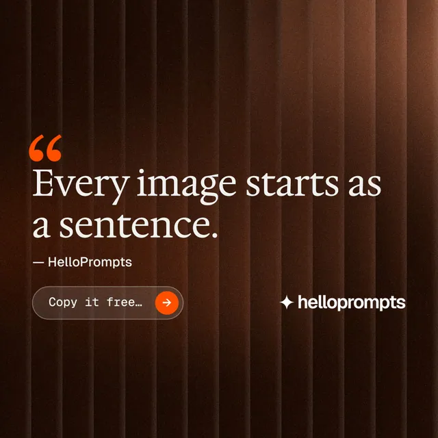 Instagram post for HelloPrompts: "Taste, written down." Agentic glass style, quote layout, dark palette in orange, black.
