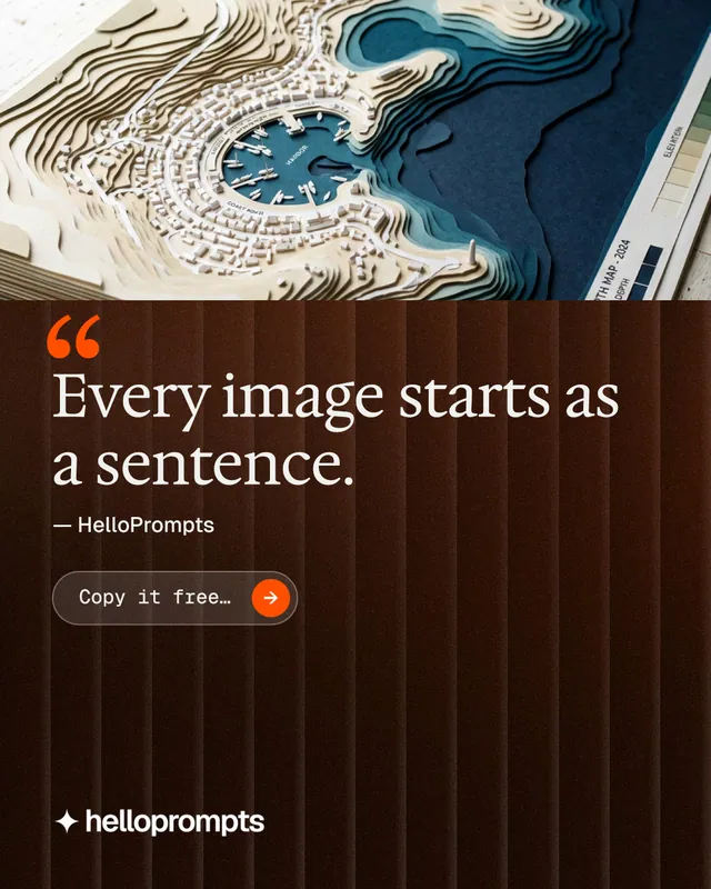 Instagram portrait post for HelloPrompts: "Say it like an art director." Agentic glass style, quote layout, dark palette in black, white, grey.