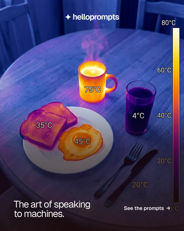 Instagram portrait post for HelloPrompts: "The art of speaking to machines." Photo poster style, image led layout, dark palette in purple, blue, grey.