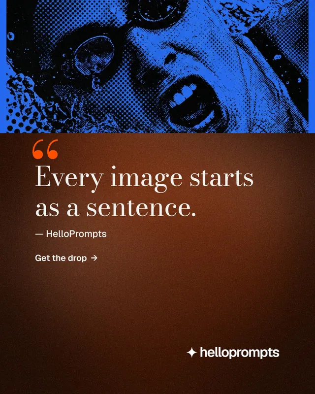 Instagram portrait post for HelloPrompts: "Prompts that show their work." Minimal luxury style, quote layout, dark palette in orange, red, black.