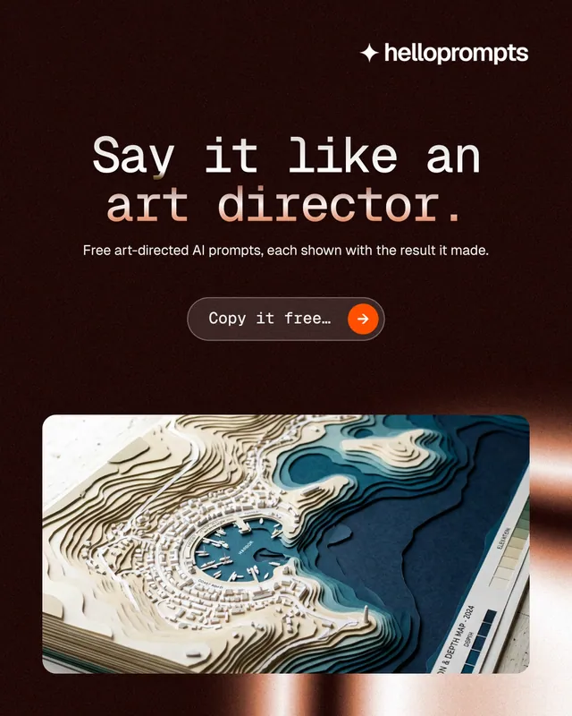 Instagram portrait post for HelloPrompts: "Say it like an art director." Agentic glass style, centred layout, dark palette in black, grey.