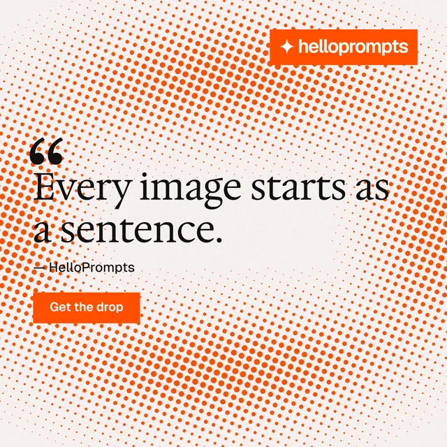 Instagram post for HelloPrompts: "Prompts that show their work." Swiss style, quote layout, light palette in orange, white.