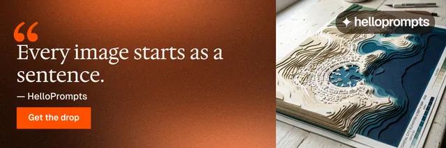 X header for HelloPrompts: "The art of speaking to machines." Swiss style, quote layout, dark palette in orange, brown, red.