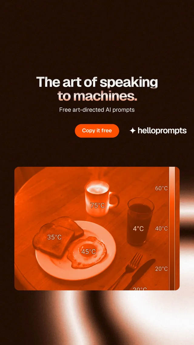 Instagram story for HelloPrompts: "The art of speaking to machines." Y2K style, centred layout, dark palette in black, orange.
