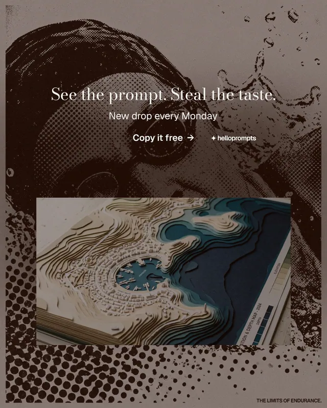 Instagram portrait post for HelloPrompts: "See the prompt. Steal the taste." Minimal luxury style, centred layout, dark palette in grey, black, orange.