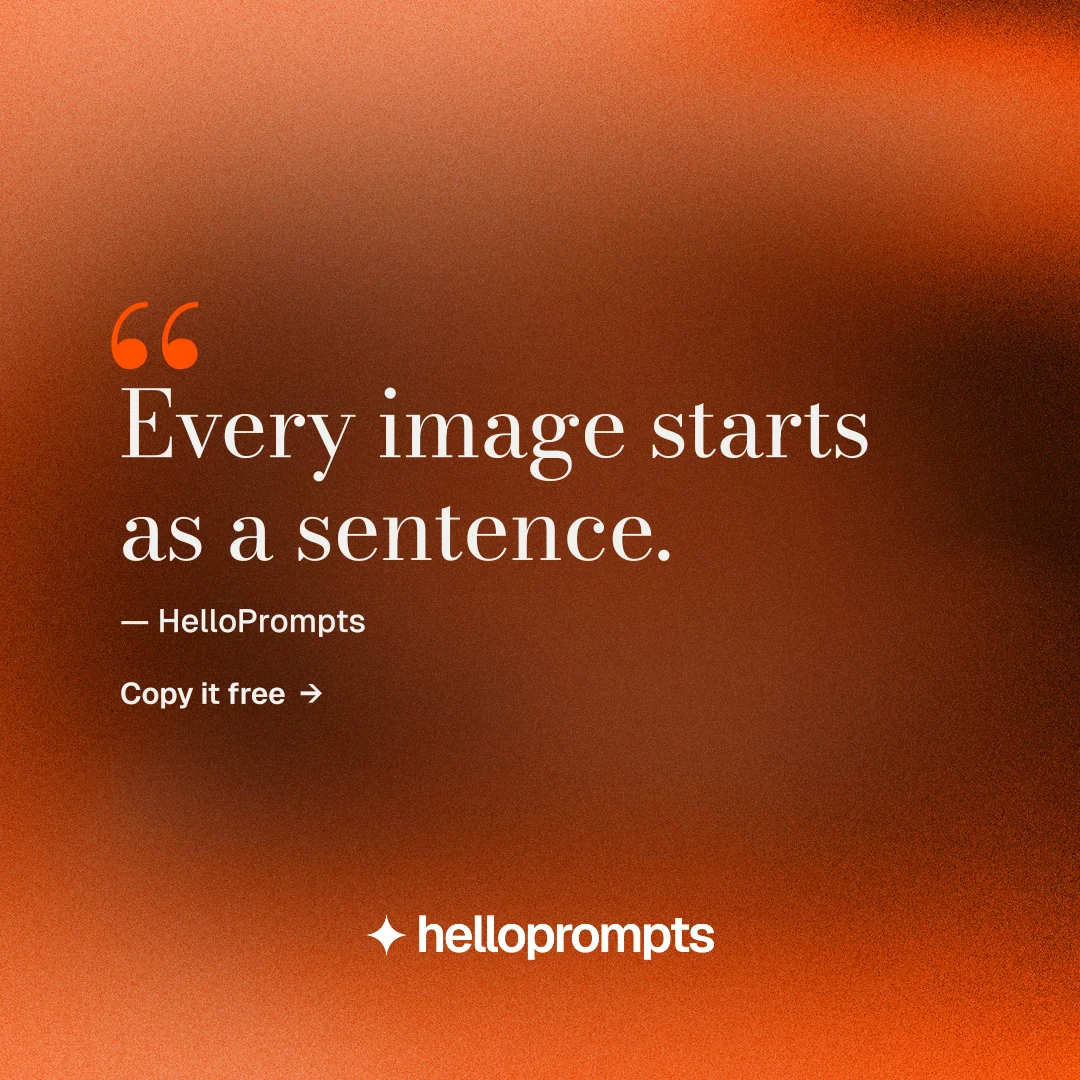 Instagram post for HelloPrompts: "Say it like an art director." Minimal luxury style, quote layout, dark palette in orange.