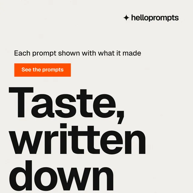 Instagram post for HelloPrompts: "The sentence behind the image." Swiss style, oversized layout, light palette in white, grey.