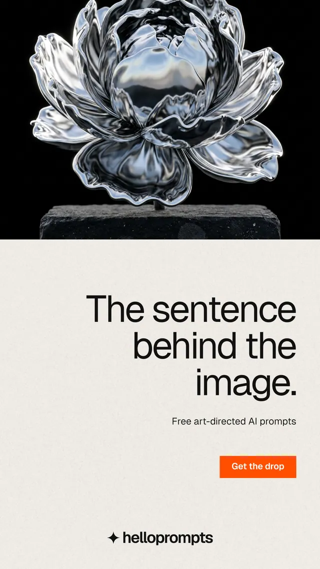 Instagram story for HelloPrompts: "The sentence behind the image." Swiss style, right layout, light palette in yellow, black, grey.