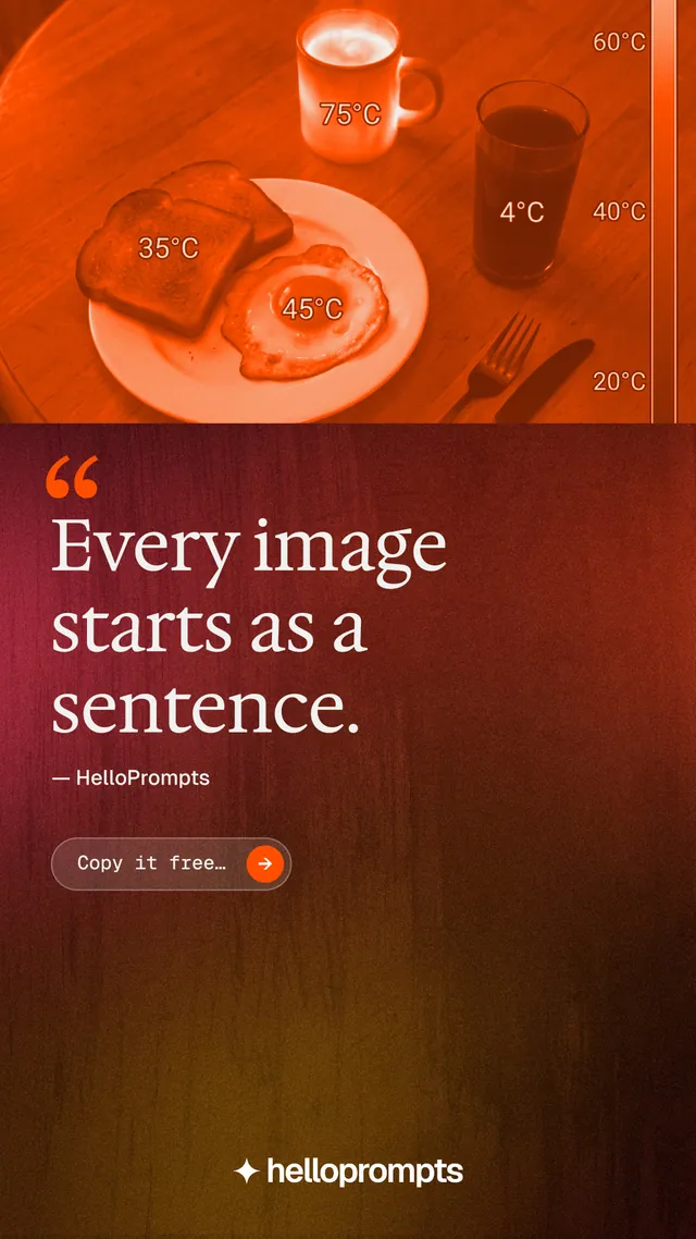 Instagram story for HelloPrompts: "The art of speaking to machines." Agentic glass style, quote layout, dark palette in red, orange.