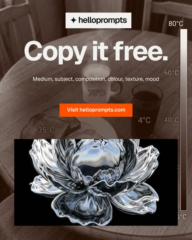 Instagram portrait post for HelloPrompts: "Copy it free." Swiss style, centred layout, dark palette in orange, grey, black.