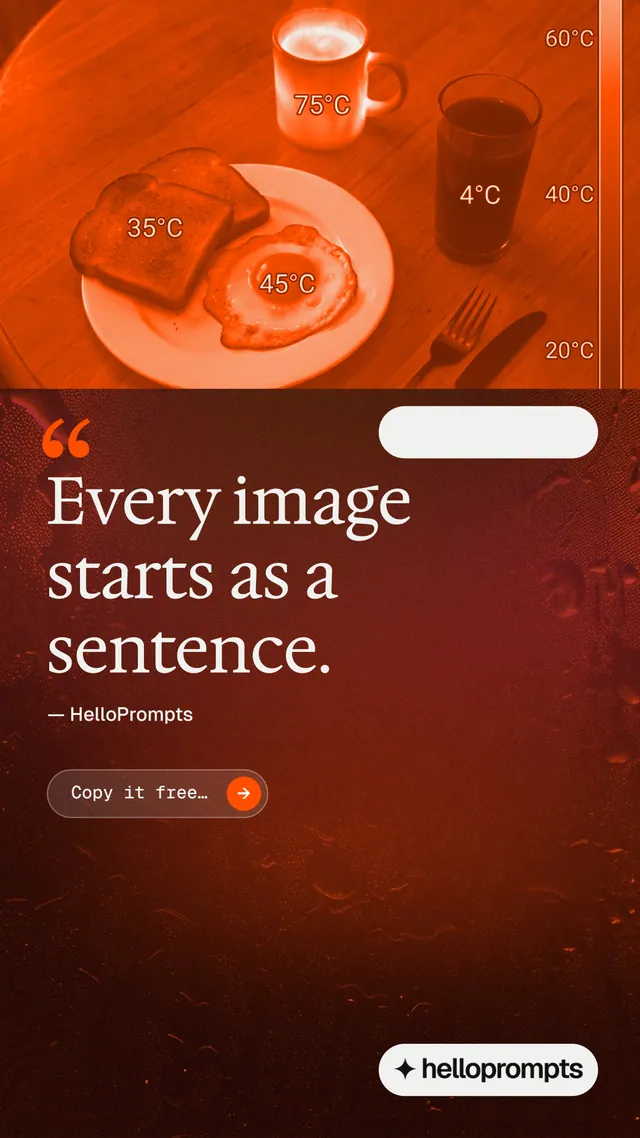 Instagram story for HelloPrompts: "The art of speaking to machines." Agentic glass style, quote layout, dark palette in red, orange.