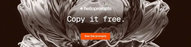 LinkedIn banner for HelloPrompts: "Copy it free." Swiss style, centred layout, dark palette in black, orange, grey.