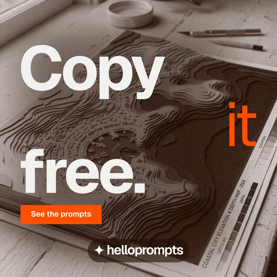 Instagram post for HelloPrompts: "Copy it free." Swiss style, stacked layout, dark palette in orange, grey.