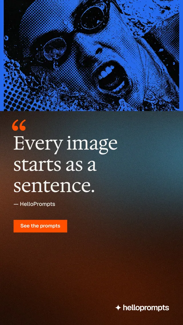Instagram story for HelloPrompts: "Copy it free." Swiss style, quote layout, dark palette in orange, grey, black.
