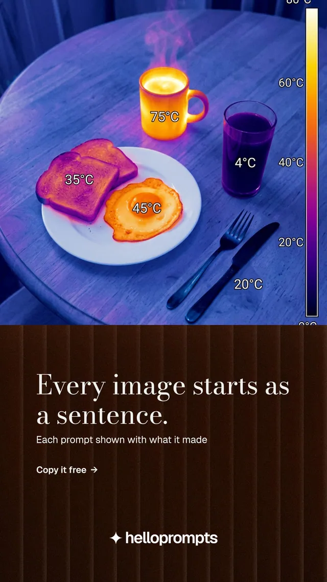 Instagram story for HelloPrompts: "Every image starts as a sentence." Minimal luxury style, bottom layout, dark palette in black, blue.