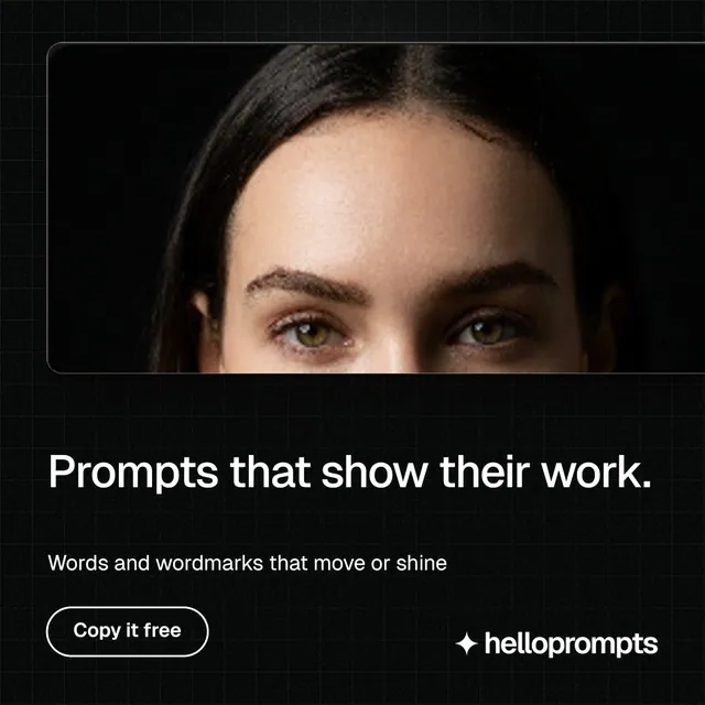 Instagram post for HelloPrompts: "Prompts that show their work." Phosphor atlas style, bottom layout, dark palette in black, orange.
